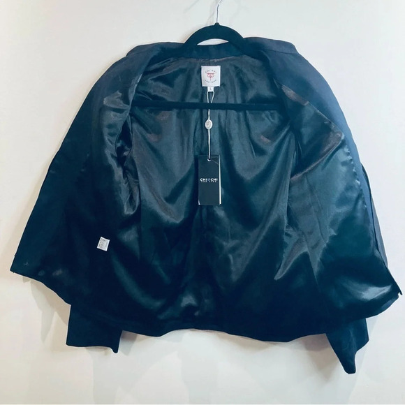 CHI CHI VON TANG Sz L  Warrior Flow Jacket 100% Silk Lined Sheer Panels Blazer - Picture 13 of 14